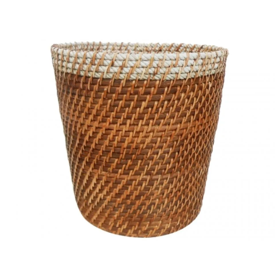 Round Rattan Trash Basket Low Moq