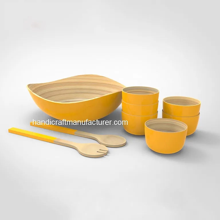 Lacquer Bamboo Bowls Set Private Label