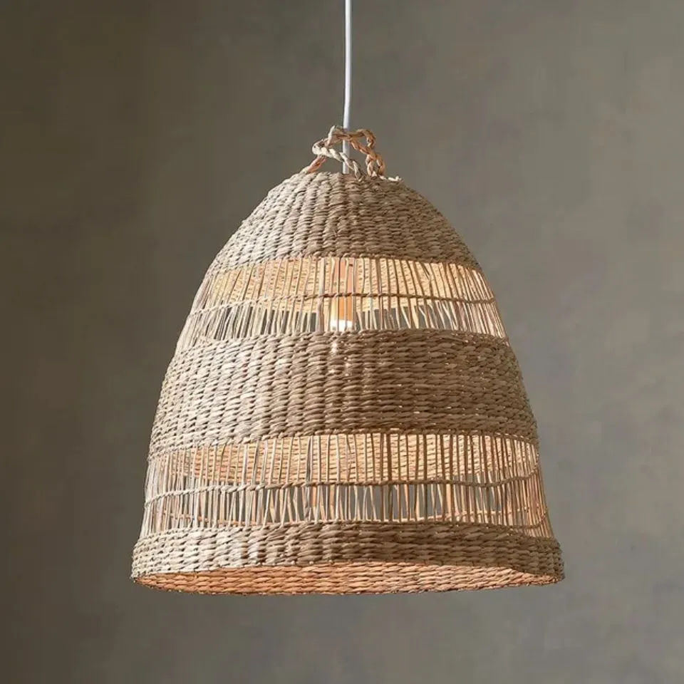 EHM handcrafted seagrass lampshade in conical form, ideal for bulk manufacturing.