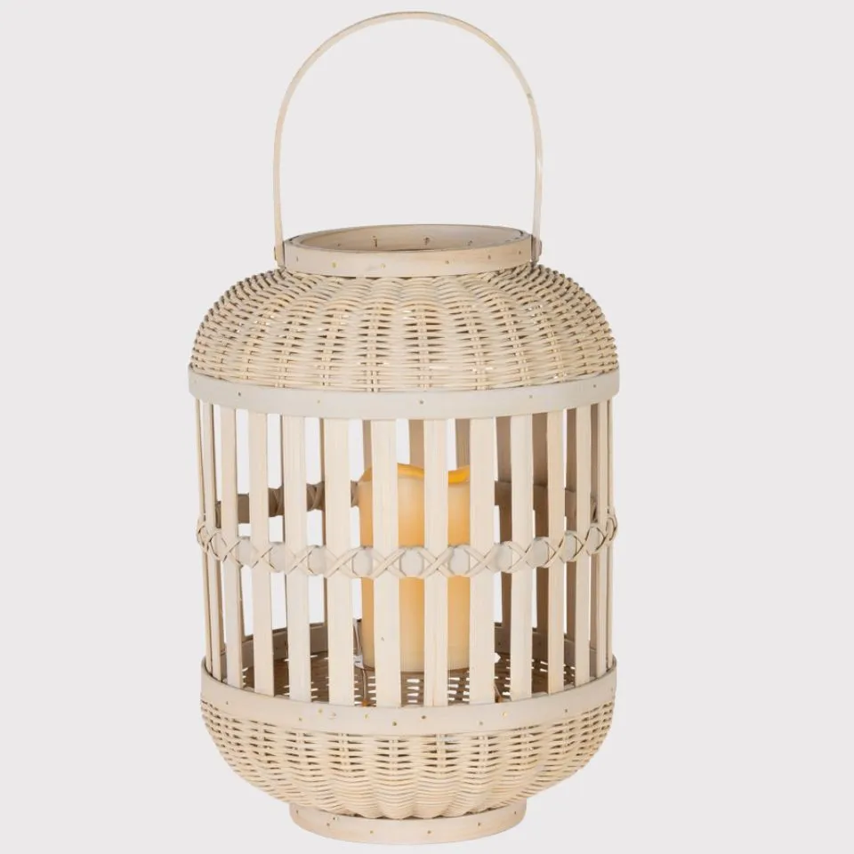 Teardrop bamboo-rattan hybrid lanterns for artisanal manufacturing