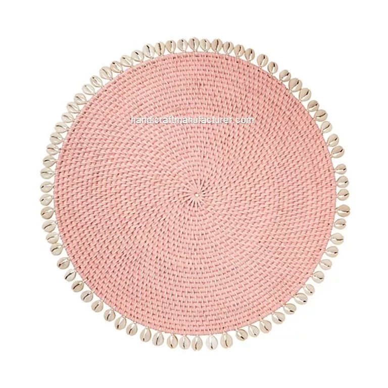 Rattan Placemats With Seashells Custom