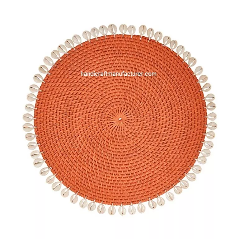 Rattan Placemats With Seashells Low Moq