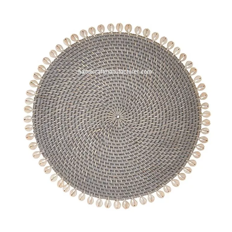Rattan Placemats With Seashells Short Lead Time