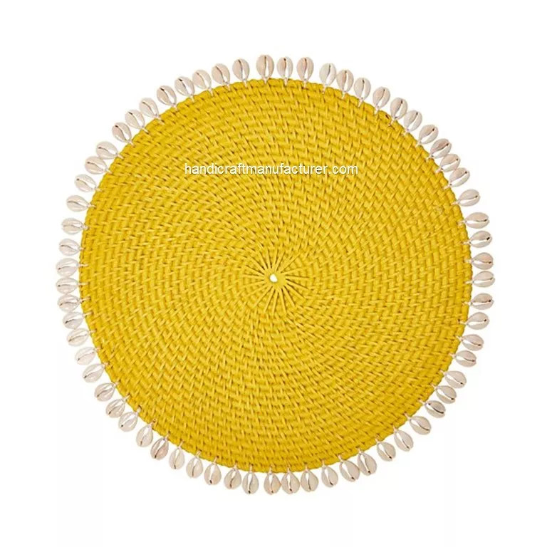 Rattan Placemats With Seashells Private Label