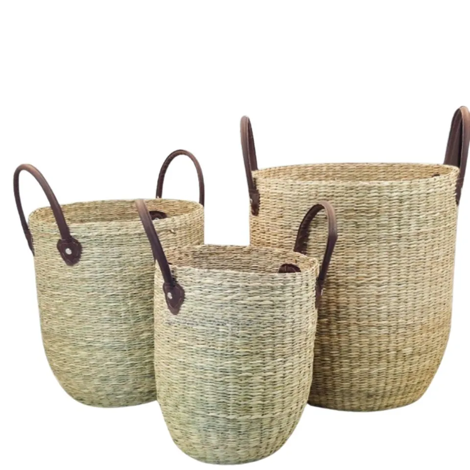 Handwoven Seagrass Laundry Baskets Handicraft