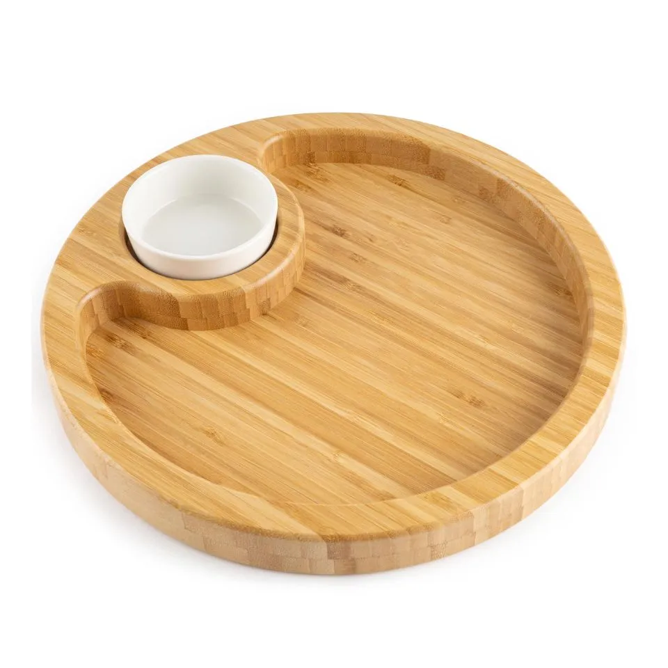 Bamboo Dip And Chip Tray Private Label