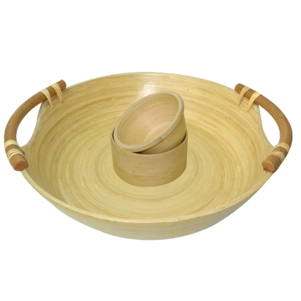 Bamboo Dip And Chip Tray Handicraft