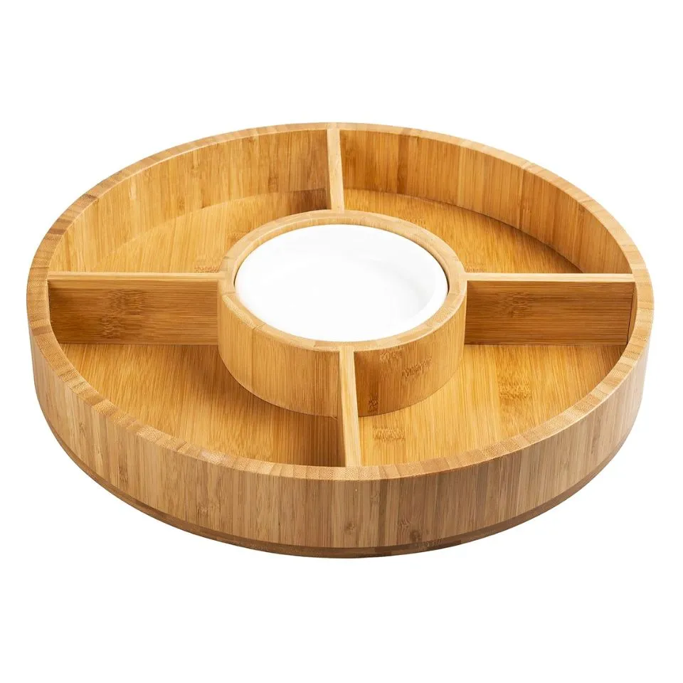 Bamboo Dip And Chip Tray Custom