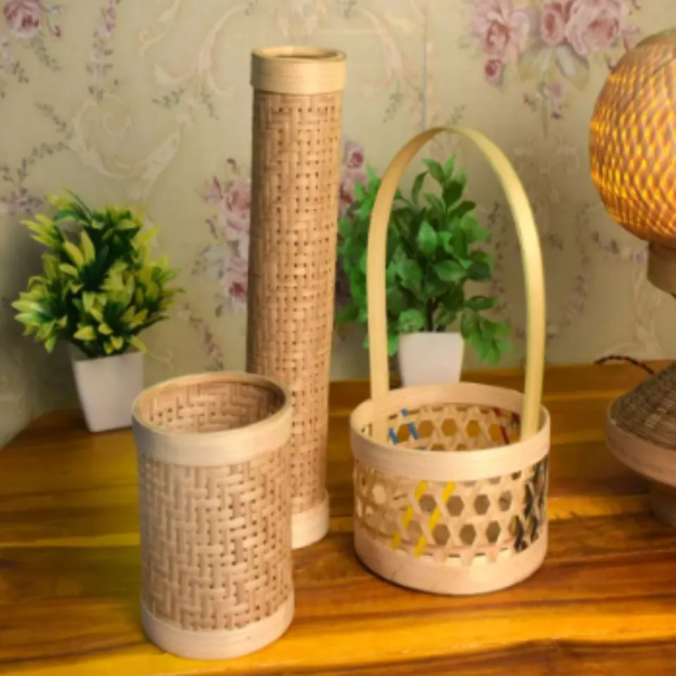 Versatile handwoven bamboo basket collection – OEM storage and carry solutions by EHM Vietnam