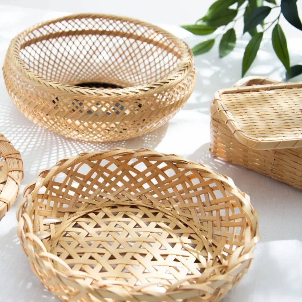 Style handwoven bamboo trays and baskets – minimalist OEM homeware by EHM