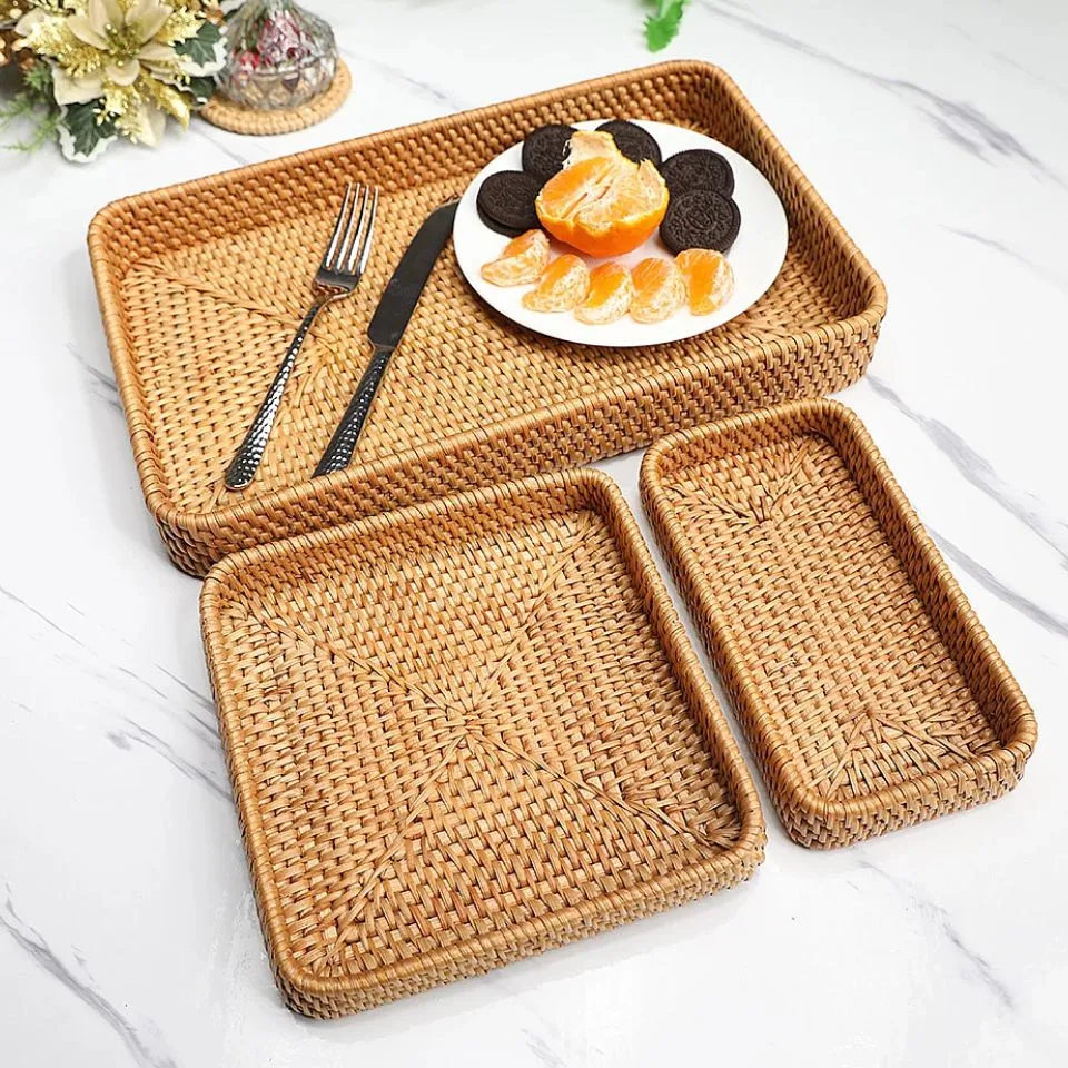Basic rattan tray set