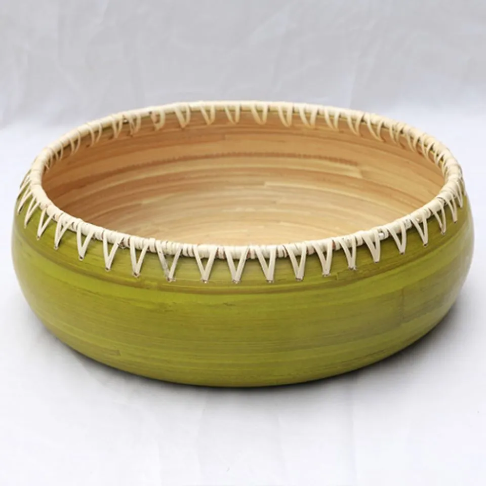 Coiled bamboo bowl with natural rim – EHM premium bamboo bowls manufacturing