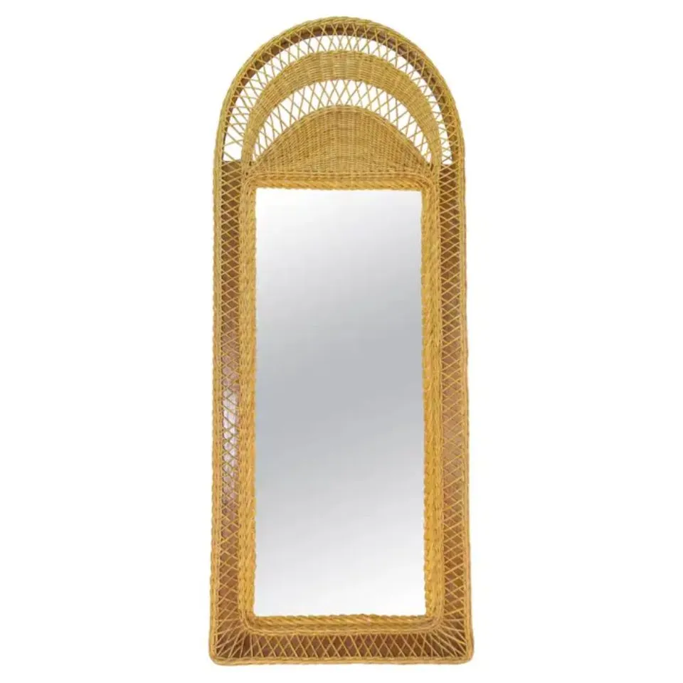 Cane Rattan Arch Mirror Full Length Handicraft