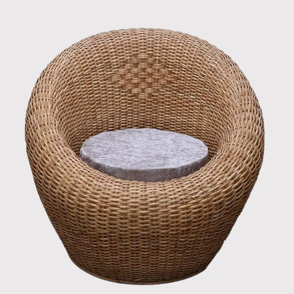 Cocoon rattan pod chair with cushion – EHM Vietnam rattan chair factory for custom furniture brands