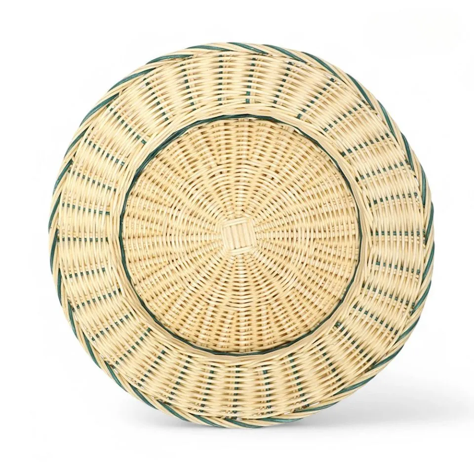 Rattan charger plate in natural tone, sustainably crafted by EHM