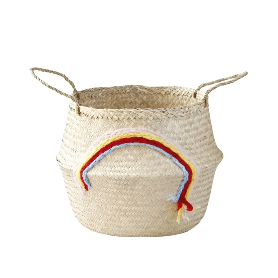 Cute Face Seagrass Belly Basket Low Moq