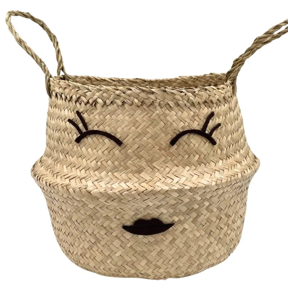 Cute Face Seagrass Belly Basket Private Label