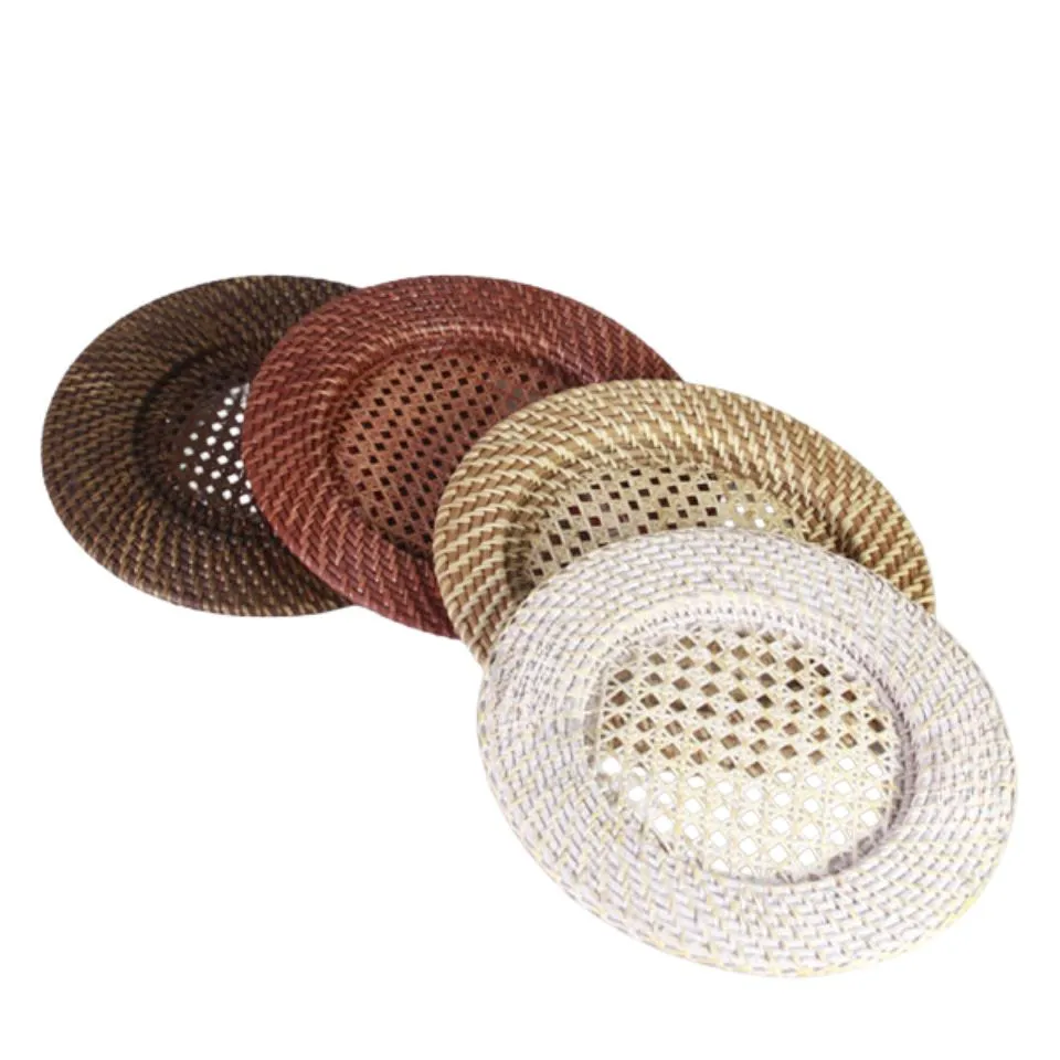Exquisite Handwoven Rattan Charger Plate Private Label