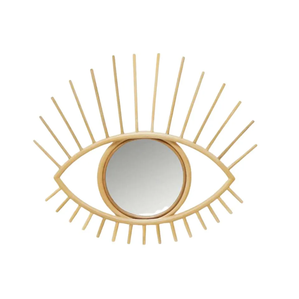 Eye Shape Rattan Mirror Handicraft