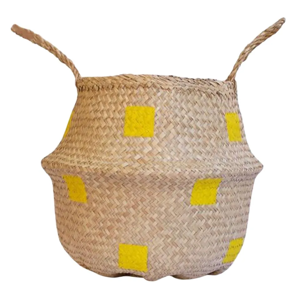 Hand Painted Seagrass Belly Basket Short Lead Time