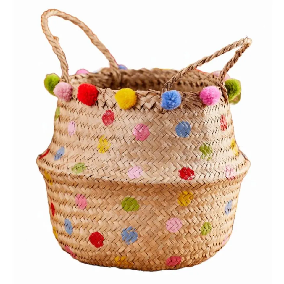 Hand Painted Seagrass Belly Basket Manufacturer