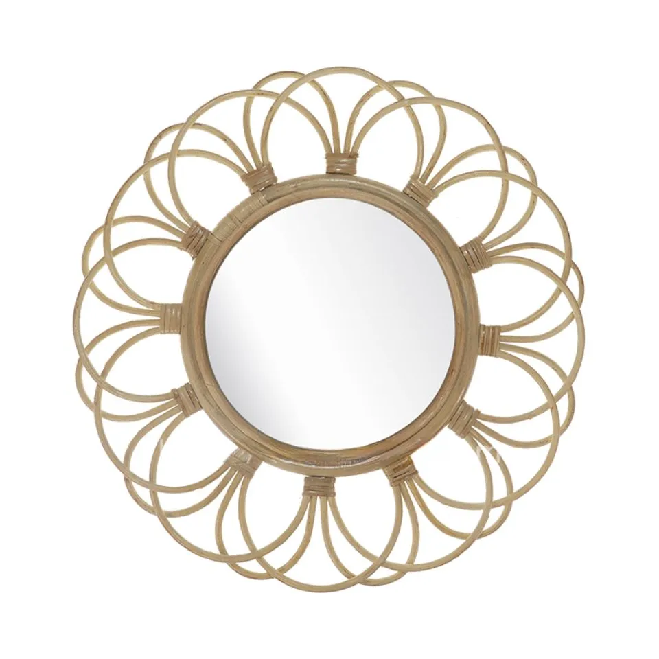 Handmade Rattan Flower Mirror Low Moq