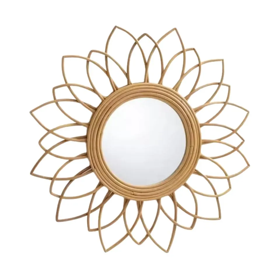 Handmade Rattan Flower Mirror Short Lead Time