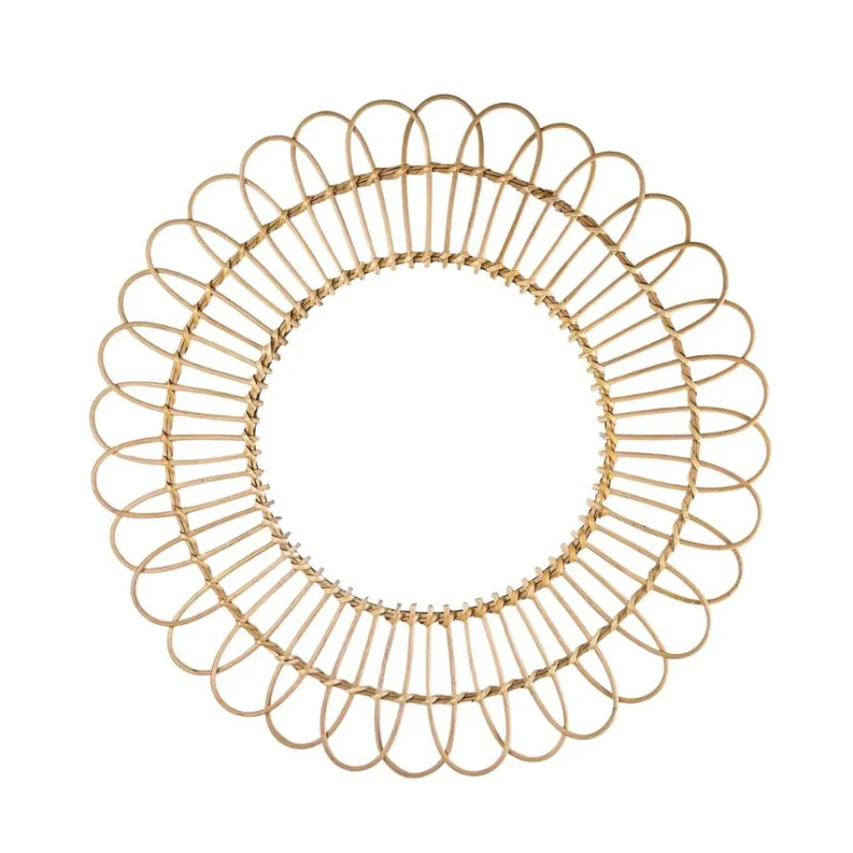 Handmade Rattan Flower Mirror OEM