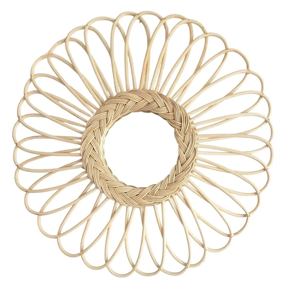 Handmade Rattan Flower Mirror Custom