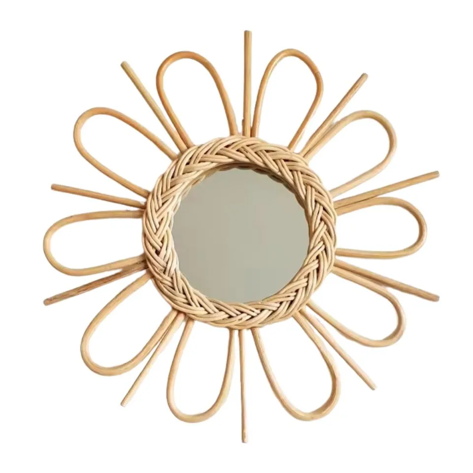 Handmade Rattan Flower Mirror Vietnam