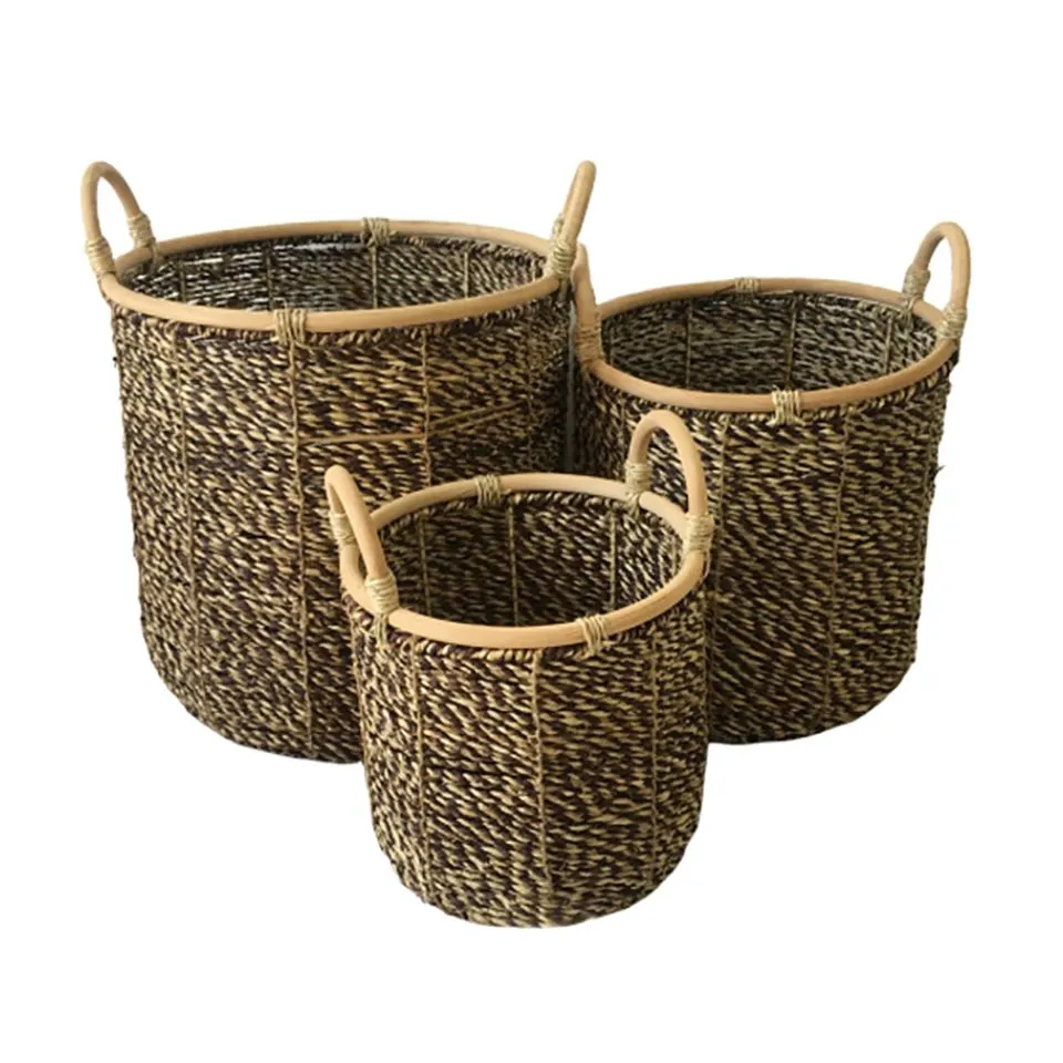 Handwoven Seagrass Laundry Baskets Low Moq