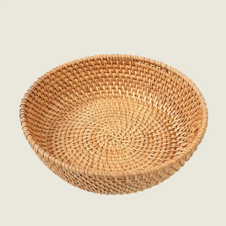 Classic handwoven natural rattan serving bowl – premium tight weave by Ethical Handicraft Manufacturer