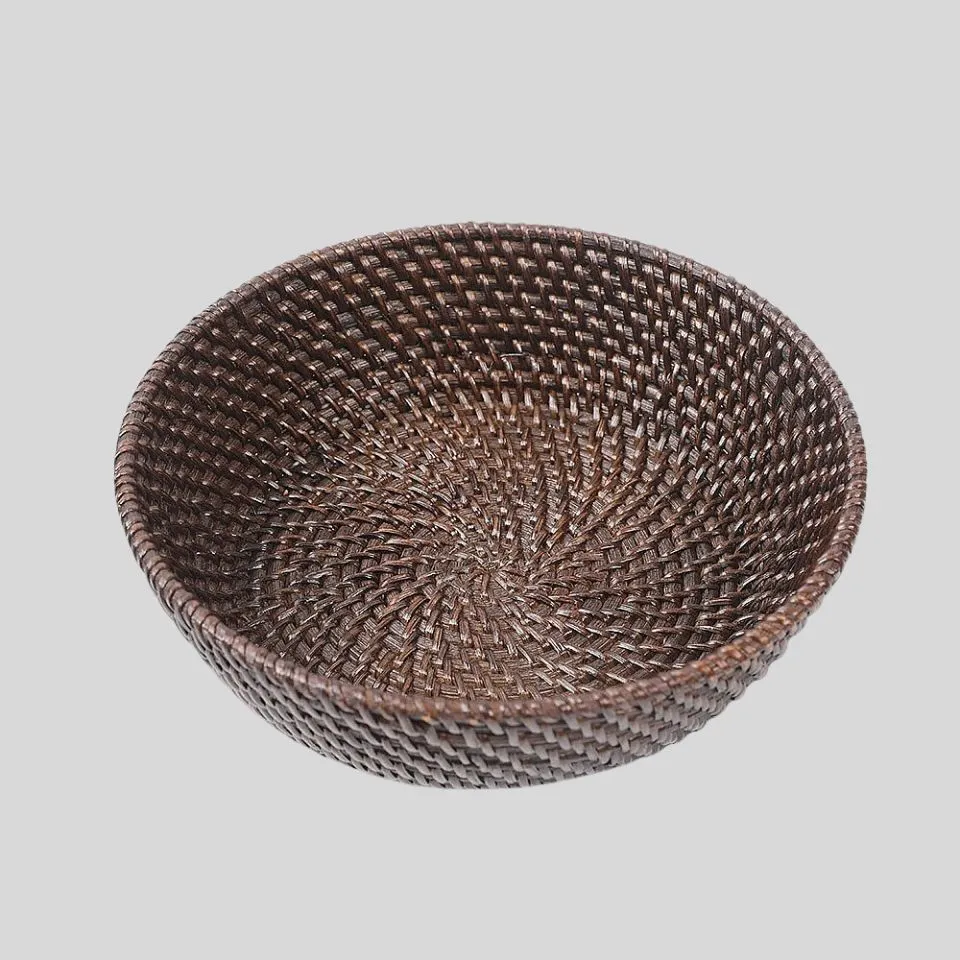 Handwoven rattan serving bowl – natural rattan luxury finish