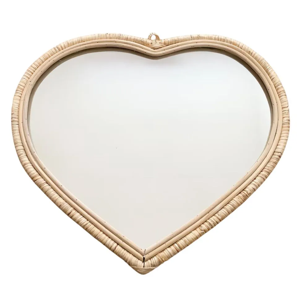 Heart Shaped Rattan Mirror Low Moq