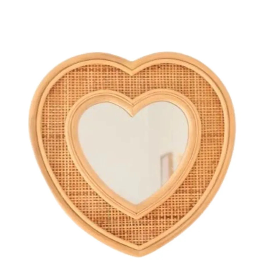 Heart Shaped Rattan Mirror Private Label