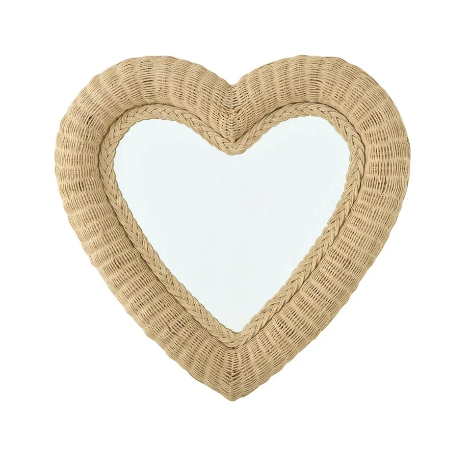 Heart Shaped Rattan Mirror Custom