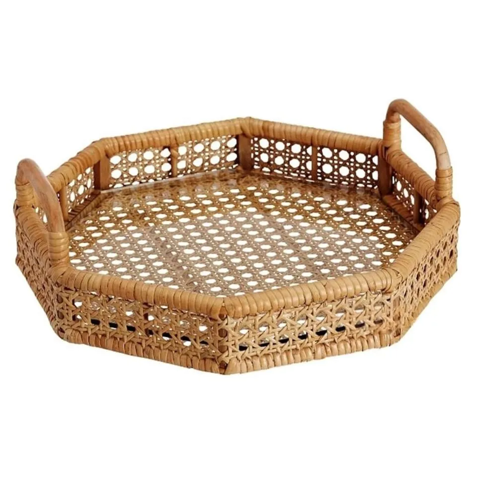 Hexagon Rattan Tray Low Moq