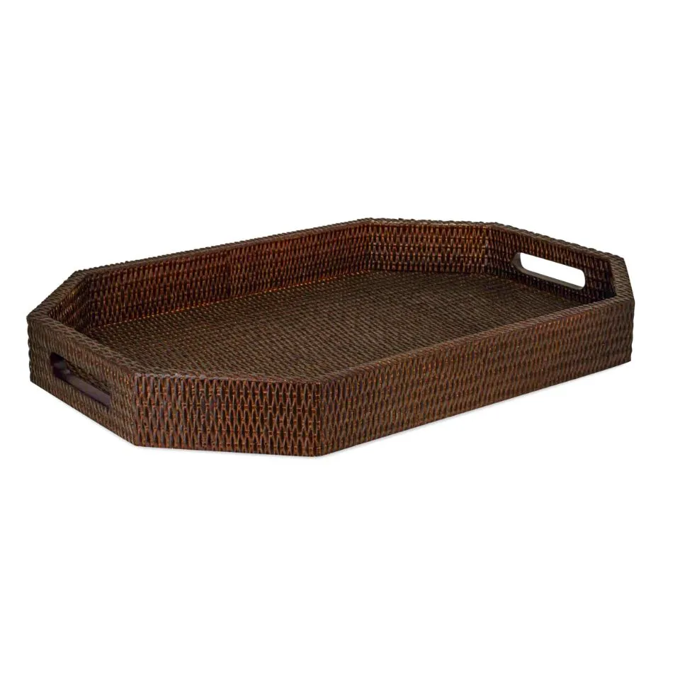Hexagon Rattan Tray Private Label