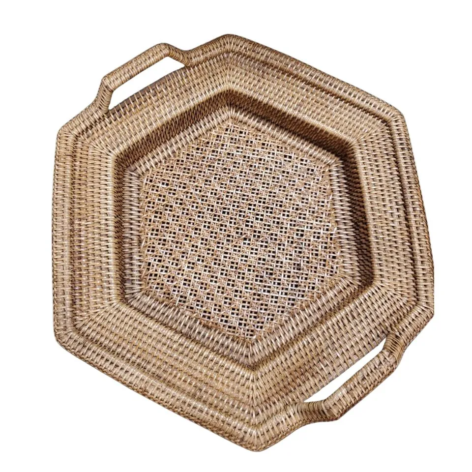 Hexagon Rattan Tray Hight Quality