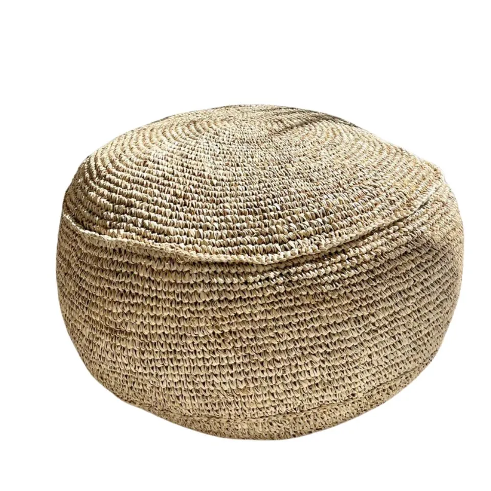 High quality Natural Seagrass Pouf Ottoman Custom