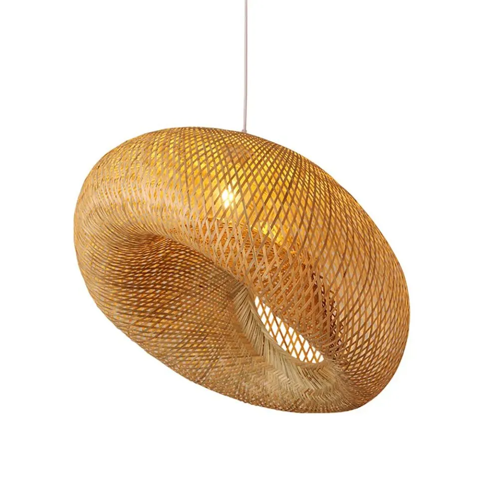 Intricately Woven Bamboo Lampshade Private Label