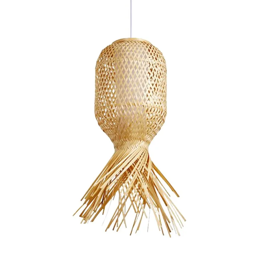 Intricately Woven Bamboo Lampshade Handicraft