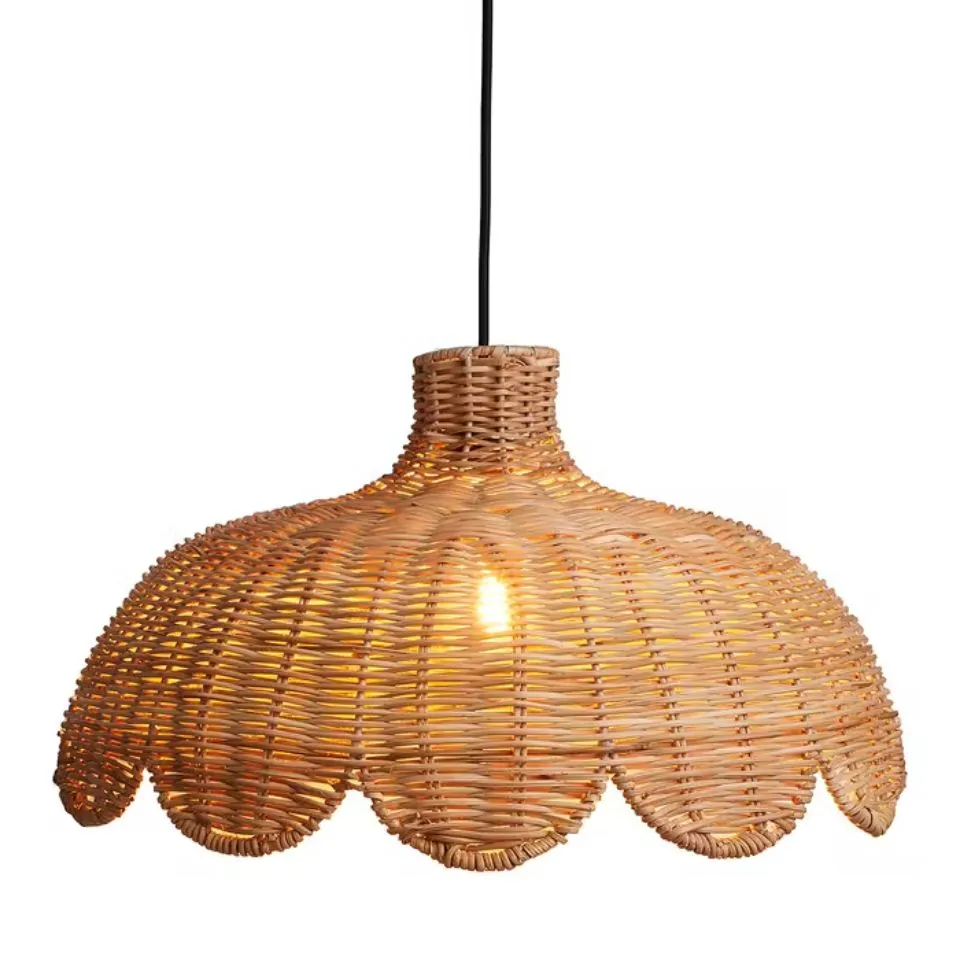 Intricately Woven Rattan Lampshade Private Label