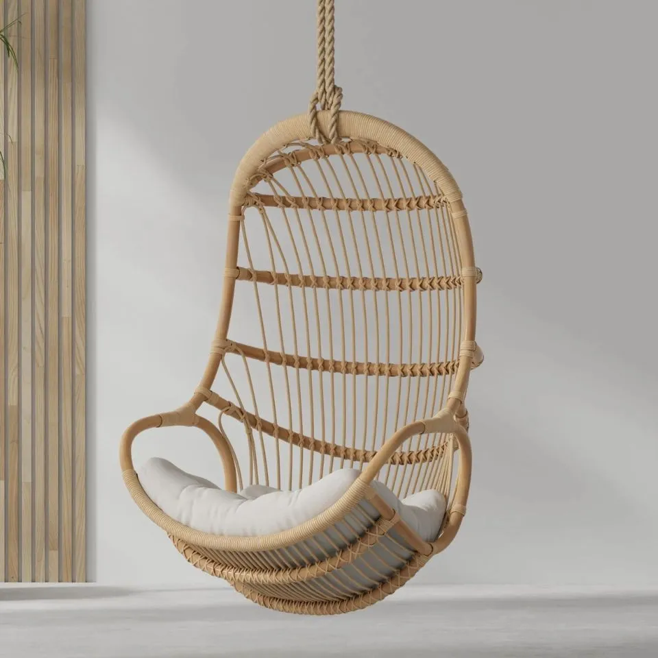 Premium handwoven Rattan Hanging Chair for kids – luxury natural kids furniture made from high-grade rattan.