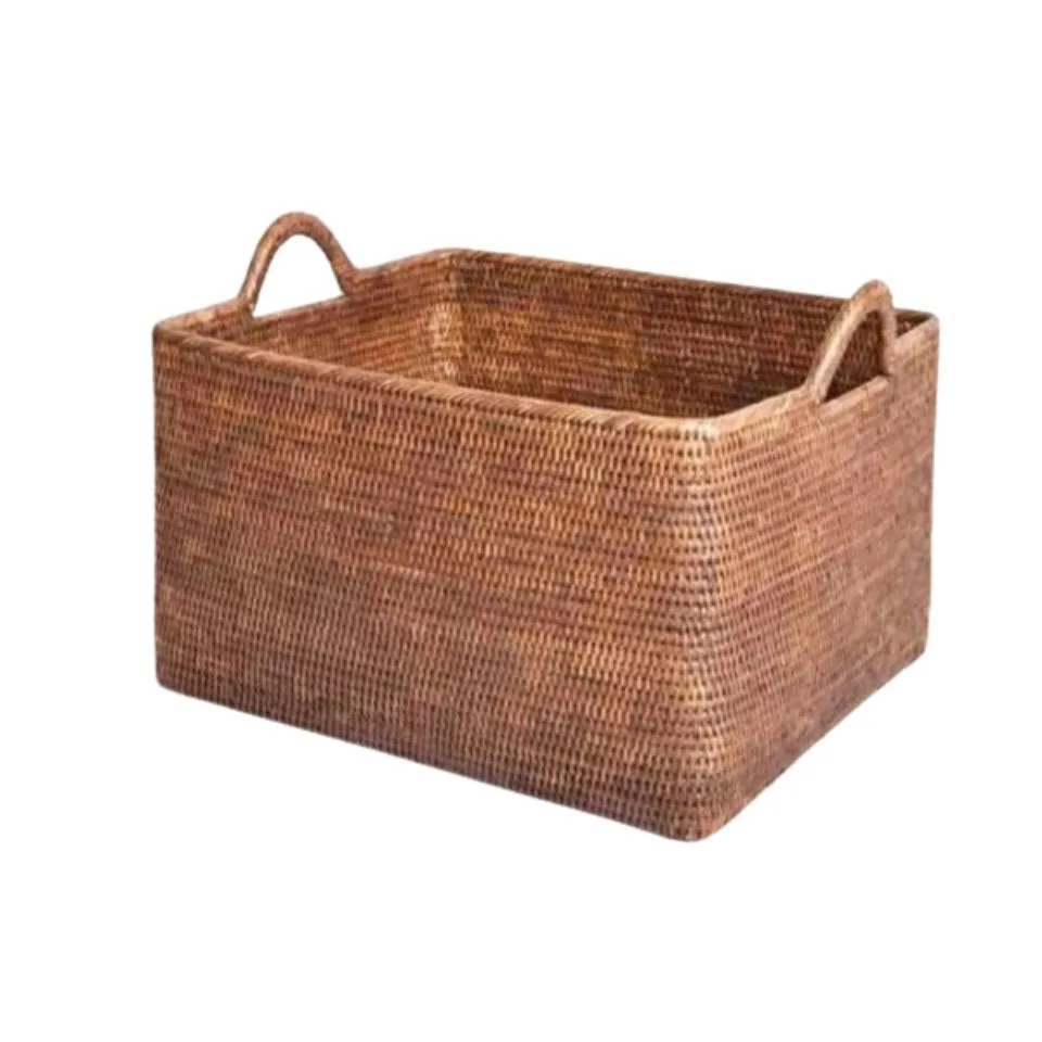 Large Rattan Storage Basket with Handles Short Lead Time