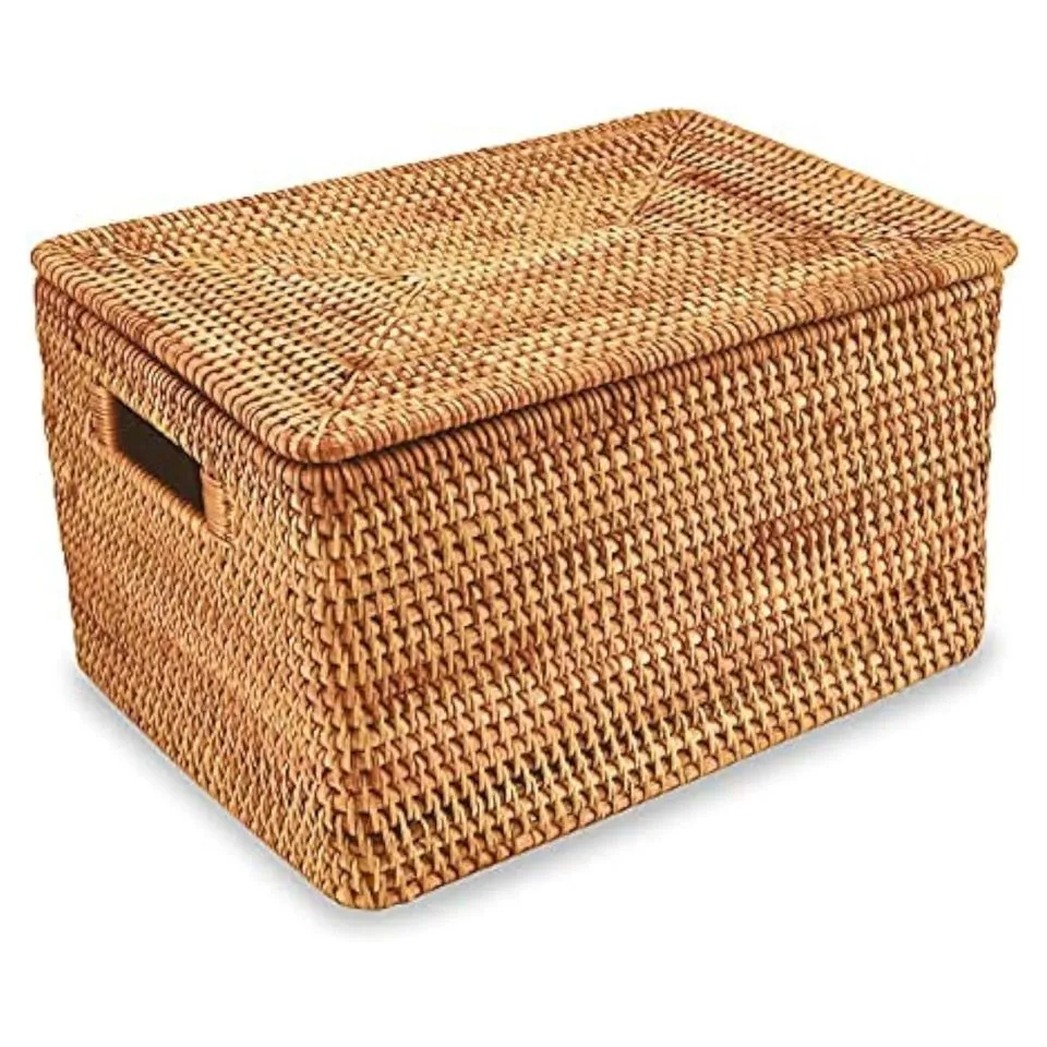 Large Rattan Storage Basket with Lid Short Lead Time