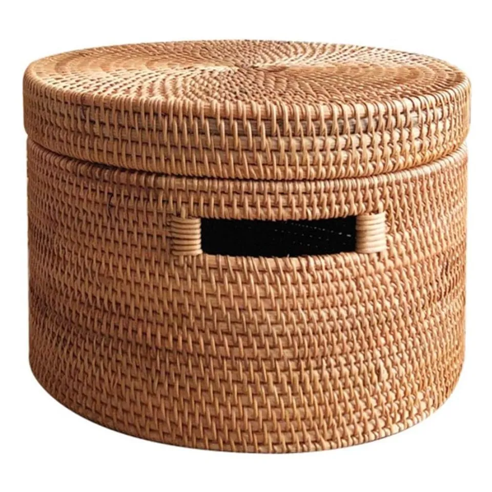Large Rattan Storage Basket with Lid Manufacturer