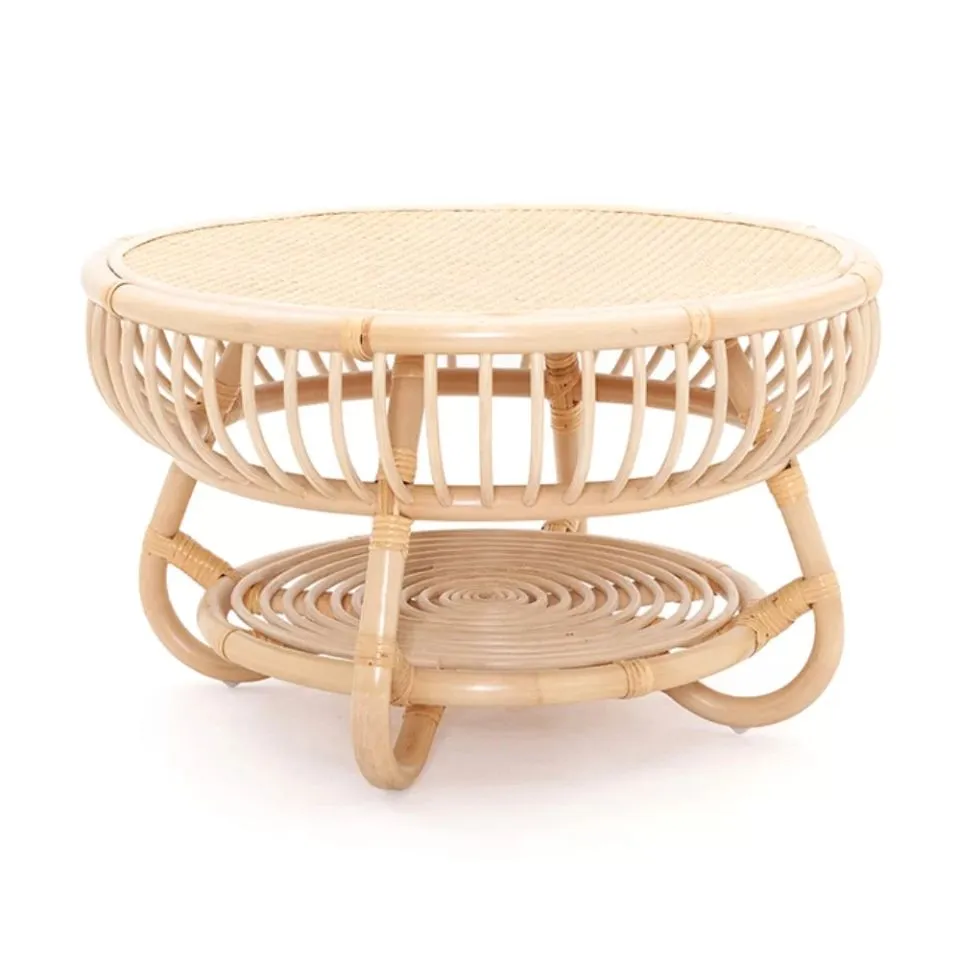 Large Round Rattan Coffee Table Handicraft