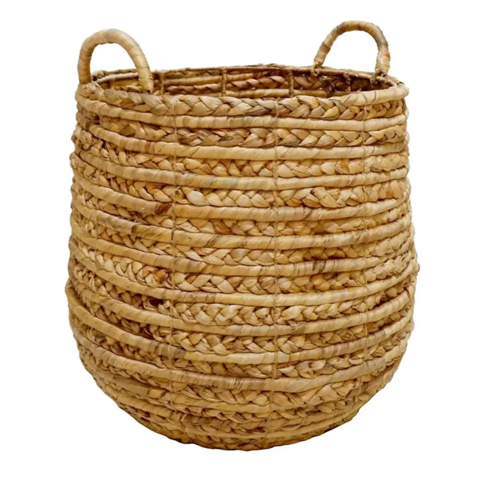 Large Water Hyacinth Basket With Handle Private Label