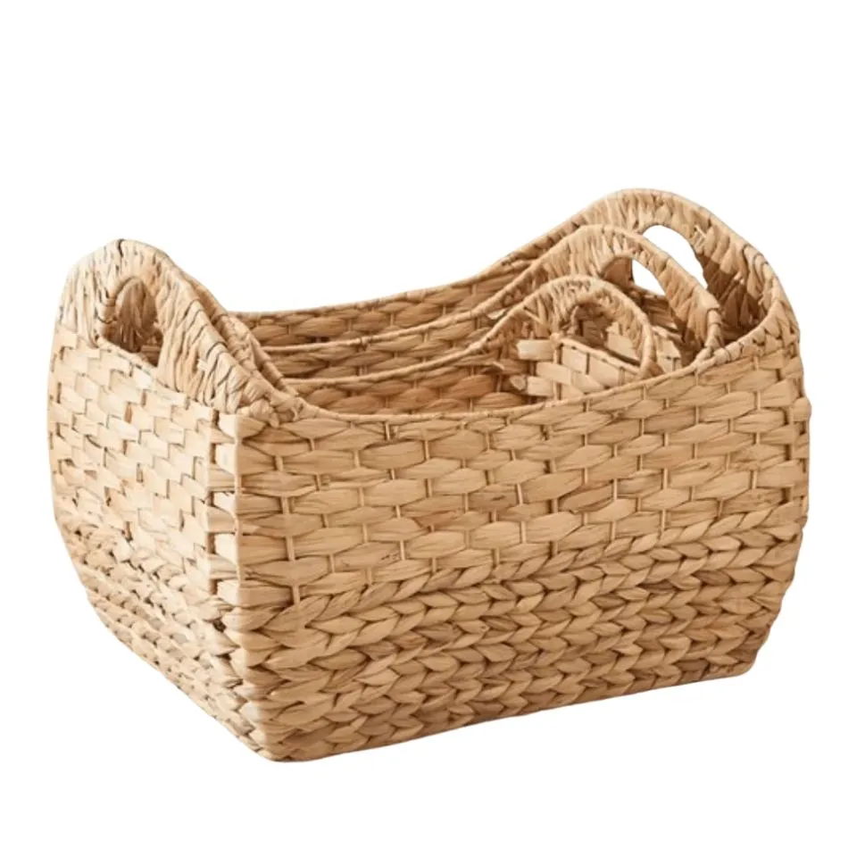 Large Water Hyacinth Basket With Handle Custom